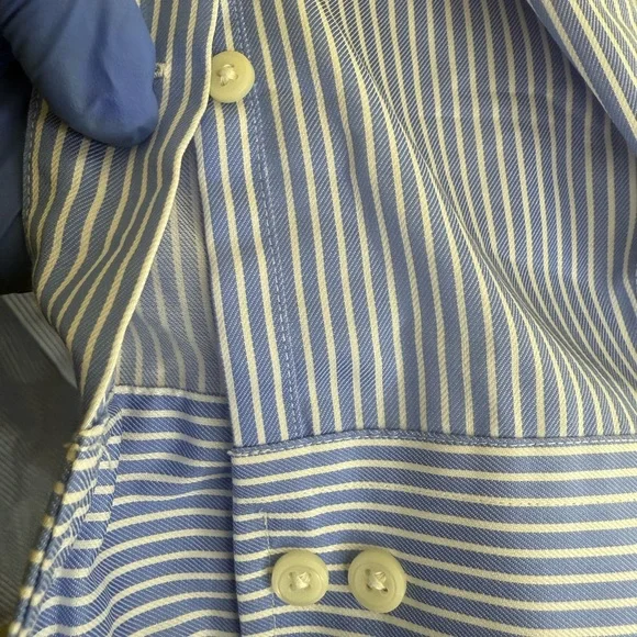 Lauren Ralph Lauren Men's Non-Iron Blue & White Striped Dress Shirt 100% Cotton - Picture 8 of 9